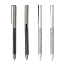 Logotipo de gravura de luxo de caneta de caneta de rolante de fibra de carbono com caixa de presente de caneta de fibra de carbono